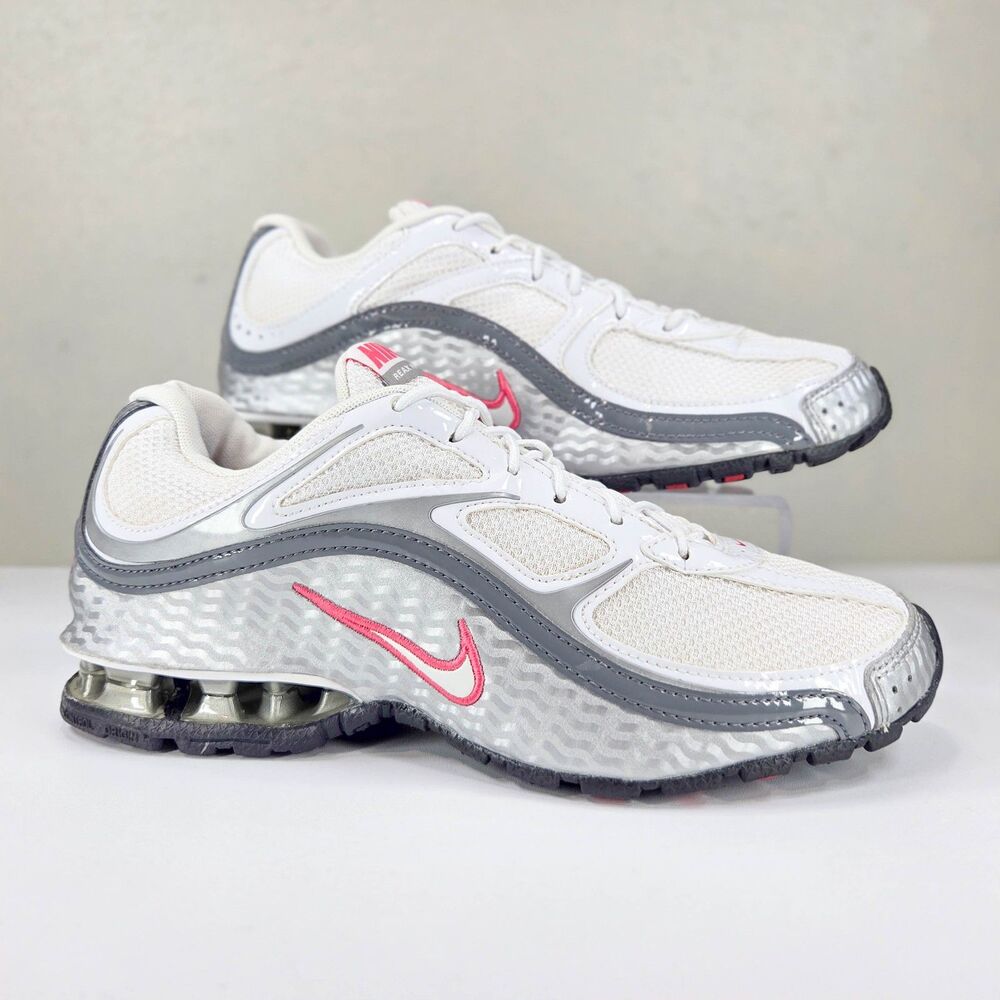 Nike Reax Run 5 White Silver Pink Sneakers 407987-116 Womens Sz 9.5
